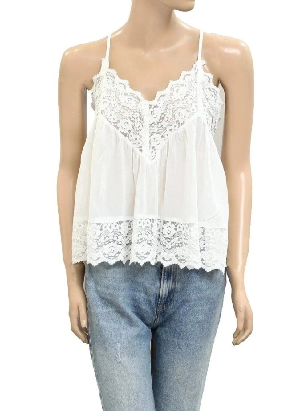 Intimately Free People Fiona Cami Blouse Top Tank Sleeveless Lace Slip M 290299 - Picture 3 of 6